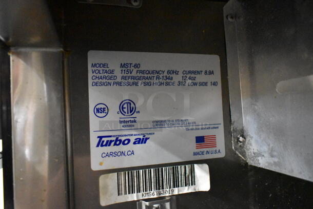Turbo Air MST-60 Stainless Steel Commercial Sandwich Salad Prep Table Bain Marie Mega Top w/ 2 Tier Over Shelf on Commercial Casters. 115 Volts, 1 Phase. Tested and Working! - Image 8 of 8