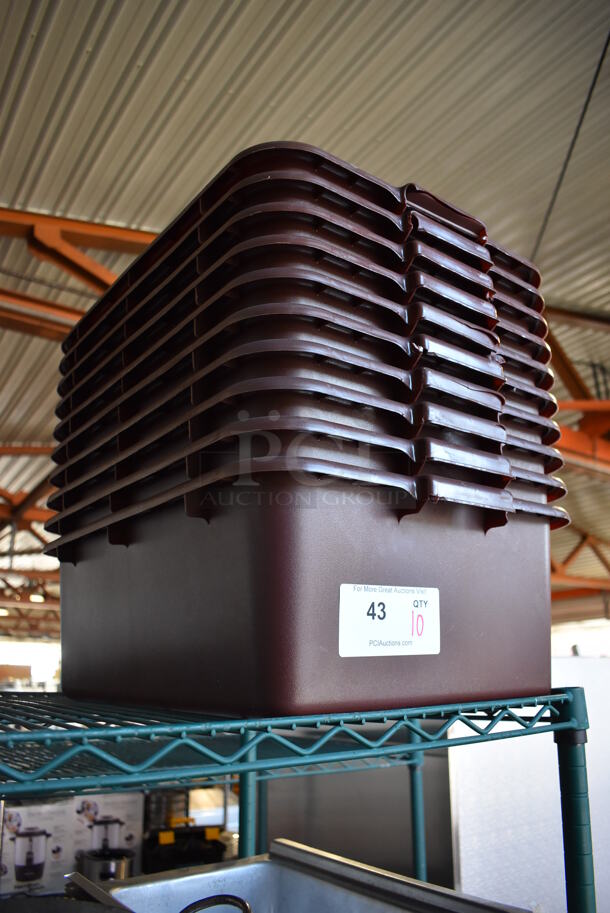 ALL ONE MONEY! Lot of 10 Brown Poly Bus Bins. 15x20x7 - Image 3 of 3