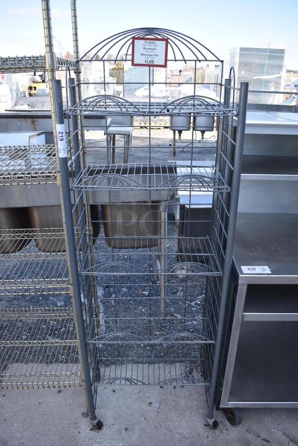 Gray Metal Wire Shelving Unit on Casters. 23x14x69