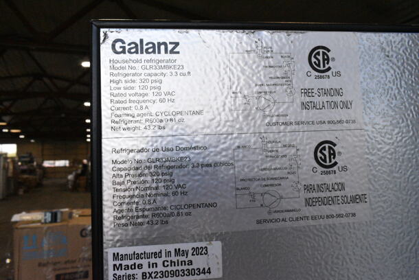 Galanz GLR33MBKE23 Mini Cooler. 115 Volts, 1 Phase. Cannot Test Due To Missing Power Cord - Image 6 of 6