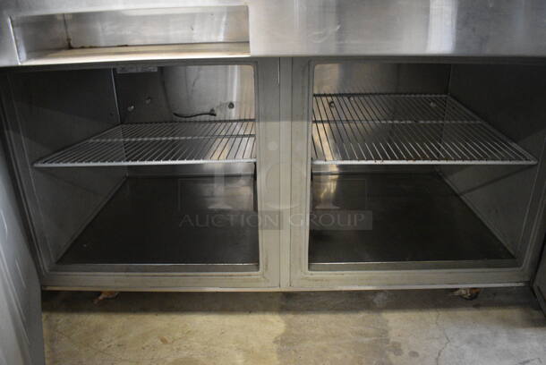 Randell Model PH72E3 Stainless Steel Commercial Sandwich Salad Prep Table Bain Marie Mega Top w/ 2 Doors on Commercial Casters. 72x41.5x55. Tested and Powers On But Does Not Get Cold - Image 6 of 7