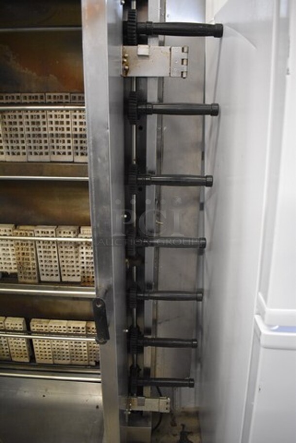 Olde Hickory Stainless Steel Commercial Natural Gas Powered 7 Spit Rotisserie Oven on Commercial Casters. 45x23x75 - Image 8 of 10