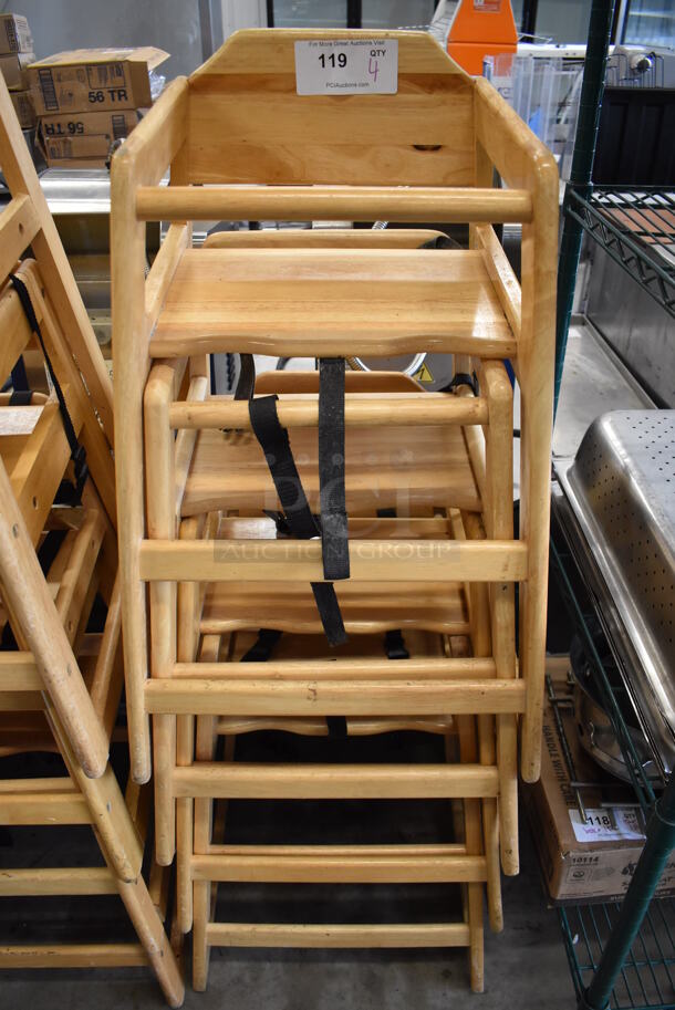 4 Wooden High Chairs. 19x20x29. 4 Times Your Bid! - Image 1 of 4