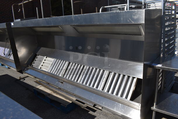 10.5' Stainless Steel Commercial Return Air Grease Hood w/ Filters. 126x54x26
