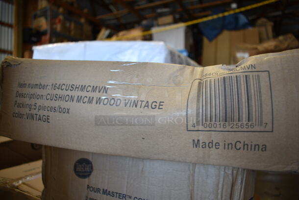 PALLET LOT of 31 BRAND NEW Boxes Including 2 Box PP883-BK Ecopax Hinge Containers, 2 Box 50010W Choice 10 oz. White Poly Paper Hot Cup - 1000/Case, 129MCR50B Choice 43 oz. Black Round Microwavable Heavy Weight Container with Lid 9" - 150/Case, 500CC20HD 20 oz. Plastic Cold Cup - 600/Case, 2 Box 129MCS28B Choice 28 oz. Black Rectangular Microwavable Heavy Weight Container with Lid 8 3/4" x 6 1/4" x 1 3/4" - 150/Case, 128HD8COMBO ChoiceHD 8 oz. Microwavable Translucent Plastic Deli Container and Lid Combo Pack - 240/Case, 164CUSHMCMVN Lancaster Table & Seating Vintage Wood Seat for Mid-Century Chairs and Barstools, 2 Box Tablecraft 8032A PourMaster Complete 1 Qt. White Pour Bottle Kit with Assorted Color Spouts and Caps - 12/Pack, Choice 24" White Disposable Polypropylene Bouffant Cap - 100/Pack, 50020W Choice 20 oz. White Poly Paper Hot Cup - 600/Case, 600SOS1236 Regency Stainless Steel Single Deck Overshelf - 12" x 36" x 19 1/4", 5 Box 4331824PEA Choice 18" x 24" Pink / Peach Butcher Paper Sheets - 1000/Case, 12" Corrugated White Circles, 3698239413 Frymaster 8239413 20 3/8" x 28" Stainless Steel Fryer Cover for MJ1CF and MJCF Series, 795PTOBK8 Choice Black Microwavable Folded Paper #8 Take-Out Container 6" x 4 3/4" x 2 1/2" - 300/Case, 303BWREB16 Acopa 16 oz. Bright White Wide Rim Rolled Edge Rim Stoneware Soup and Pasta Bowl - 12/Case, 795PTOKFT3 Choice Kraft Microwavable Folded Paper #3 Take-Out Container 7 3/4" x 5 1/2" x 2 1/2" - 200/Case, 502404816CL Lavex 40-45 Gallon 16 Micron 40" x 48" High Density Janitorial Can Liner / Trash Bag - 250/Case. 31 Times Your Bid!  - Image 7 of 12