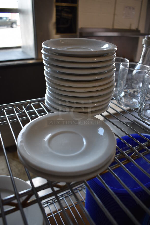 15 White Ceramic Saucers. 5.5x5.5x1. 15 Times Your Bid! - Image 1 of 3