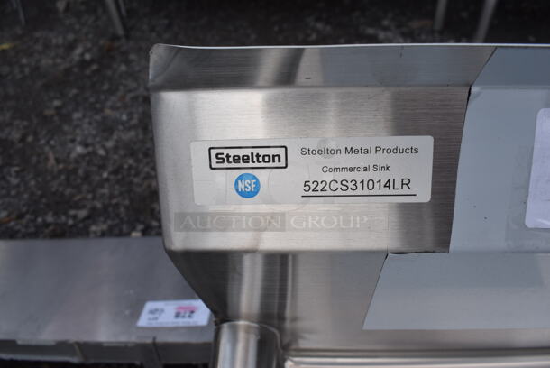 BRAND NEW SCRATCH AND DENT! Steelton 522CS31014LR Stainless Steel Commercial 18-Gauge Three Bay Sink w/ Dual Drain Boards. No Legs. 54x19x23. Bays 10x14x12. Drain Boards 10x16x1 - Image 5 of 5