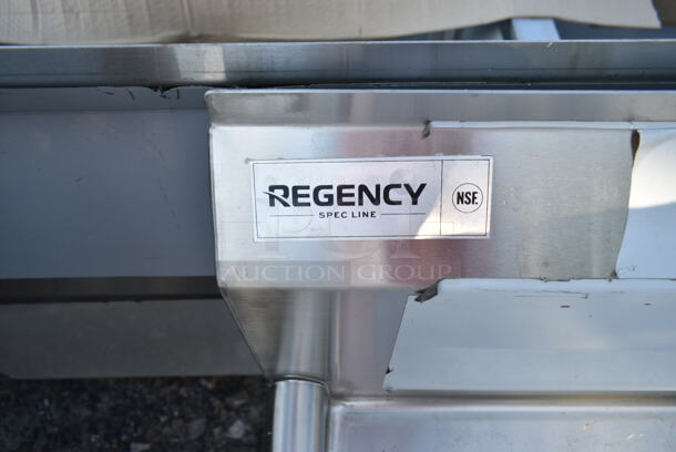 BRAND NEW SCRATCH AND DENT! Regency Spec Line 16-Gauge Stainless Steel Three Compartment Commercial Sink with Galvanized Steel Legs and 2 Drainboards. Bays 24x24x14. Drain Boards 22.5x22. No Legs.  - Image 8 of 8