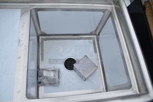 BRAND NEW SCRATCH AND DENT! Steelton 522CS11818L 38 3/4" 18-Gauge Stainless Steel One Compartment Commercial Sink with Left Drainboard - 18" x 18" x 12" Bowl. No Legs.  - Image 3 of 5
