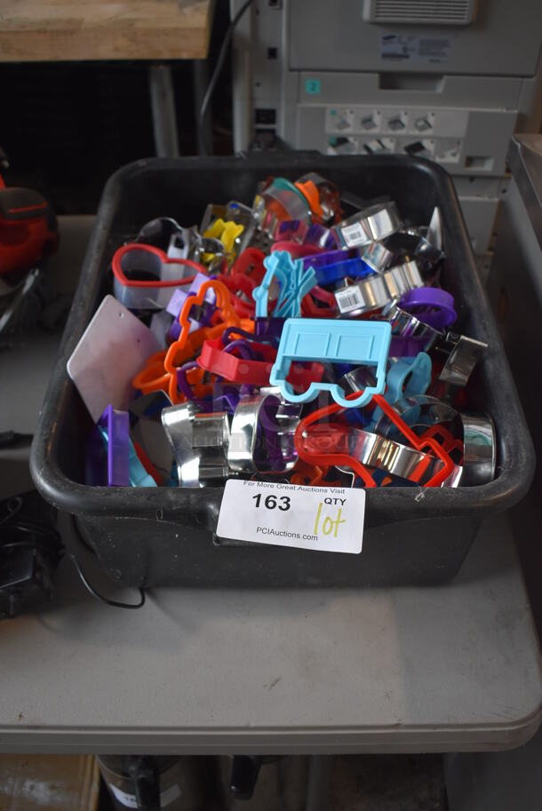 ALL ONE MONEY! Lot of Various Cookie Cutters in Black Poly Bin - Image 1 of 3