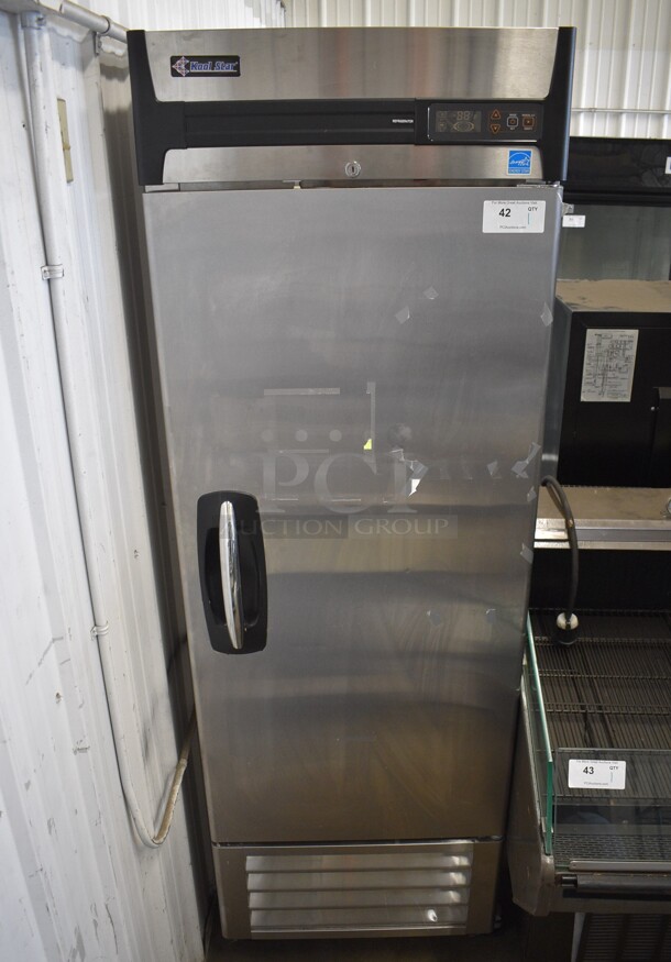 Kool Star KSR23-S ENERGY STAR Stainless Steel Commercial Single Door Reach In Cooler on Commercial Casters. 115 Volts, 1 Phase. 28x31x84. Tested and Powers On But Does Not Get Cold