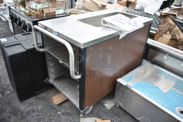 BRAND NEW SCRATCH AND DENT! Suzy Q Lakeside Stainless Steel Walnut Dining Room Meal Serving System with One Heated Well on Commercial Casters. Tested and Working! - Image 2 of 8