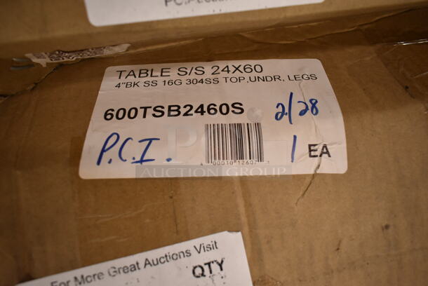 BRAND NEW SCRATCH AND DENT! Regency 600TSB2460S 24" x 60" 16-Gauge Stainless Steel Commercial Work Table with 4" Backsplash and Undershelf - Image 2 of 2