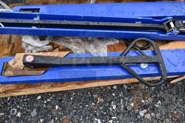 2 BRAND NEW SCRATCH AND DENT! Metal Blue 4,400 Pound Capacity Pallet Jacks. Handles are Not Attached. 2 Times Your Bid! - Image 4 of 5