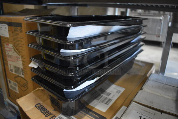6 BRAND NEW IN BOX! Cambro Black Poly Drop In Bins. 6.5x21x4. 6 Times Your Bid! - Image 2 of 3