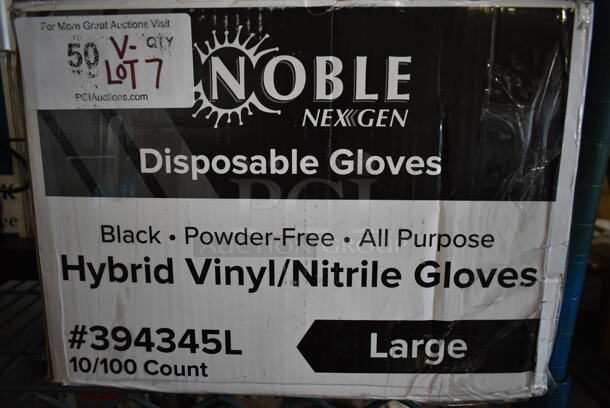 7 BRAND NEW IN BOX! Various Items Including Noble Large 394345L Hybrid Vinyl Nitrile Gloves, 3 Small 3941032S Gloves, Medium Black, Medium Blue 394EN552M and XLarge 394385XL. 7 Times Your Bid!  - Image 4 of 8