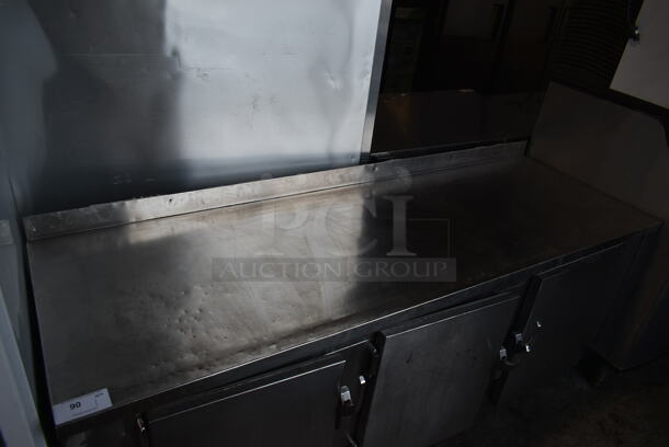 Stainless Steel Commercial 3 Door Work Top Cooler w/ Back Splash. 115 Volts, 1 Phase. Tested and Working! - Image 2 of 8