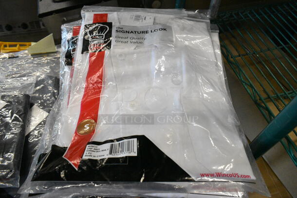 14 BRAND NEW! Items Including Winco WA-3129BK Bistro Apron and Winco WA-1221 Waist Apron, Winco UNF-6WL Chef Jacket. 14 Times Your Bid!  - Image 6 of 12
