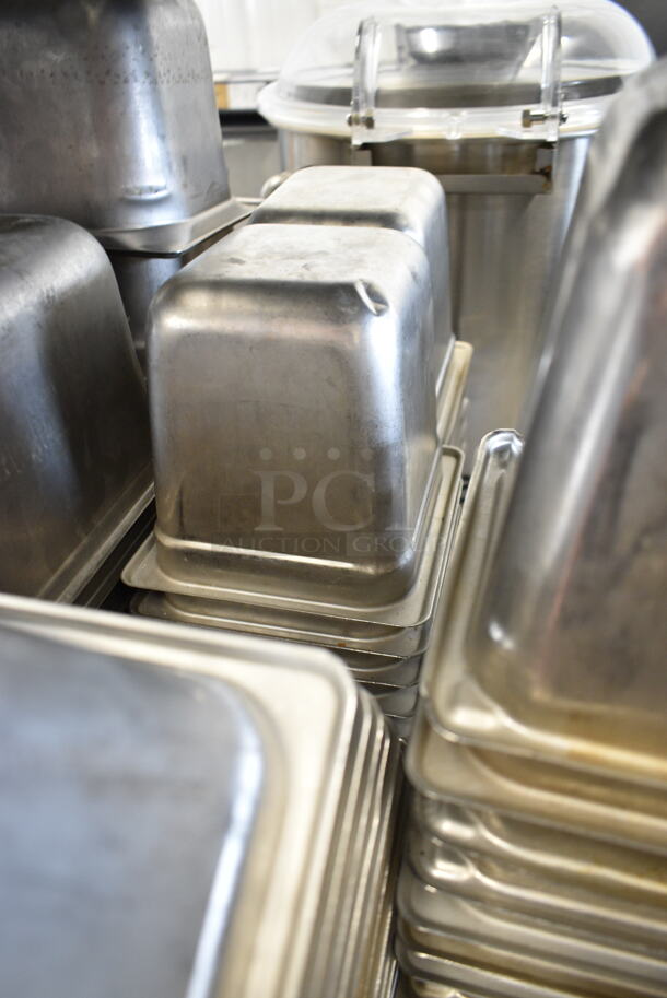 ALL ONE MONEY! Two Tier Lot of Various Items Including Stainless Steel Drop In Bins, Utensils, Metal Stock Pot and Cutting Boards - Image 4 of 12