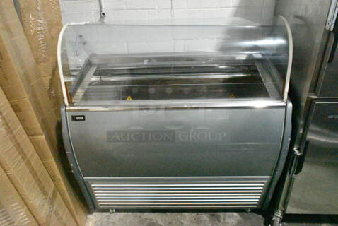Sevel EZ-6 Metal Commercial Floor Style Gelato Case Merchandiser on Commercial Casters. 220 Volts, 1 Phase. 