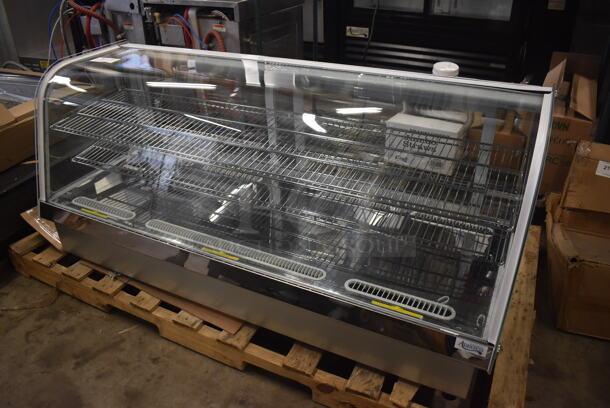 BRAND NEW SCRATCH AND DENT! Avantco 360BCDI60W Metal Commercial Countertop White Curved Refrigerated Drop-In Countertop Bakery Display Case Merchandiser. 110-120 Volts, 1 Phase. 60x23x27. Tested and Working! - Image 1 of 6