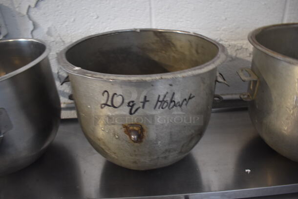 3 Metal Commercial 20 Quart Mixing Bowls; 2 Are Hobart A-200. 3 Times Your Bid! - Image 3 of 9