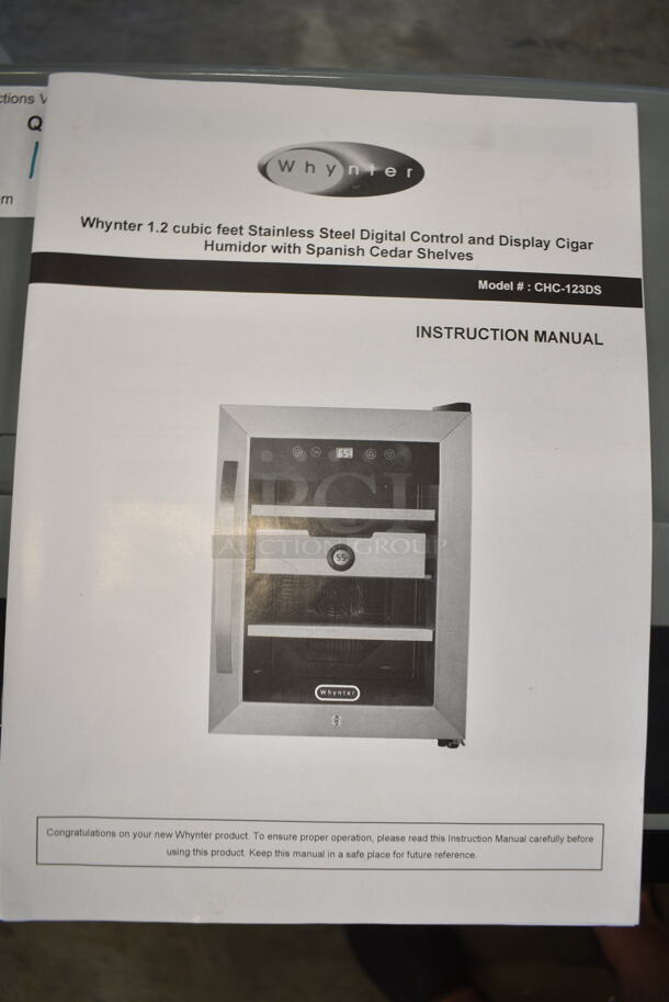 BRAND NEW SCRATCH AND DENT! Whynter CHC-123DS 1.2 cu. ft. Stainless Steel Digital Control and Display Cigar Humidor with Spanish Cedar Shelves. 115 Volt, 1 Phase. Tested and Working! - Image 4 of 7