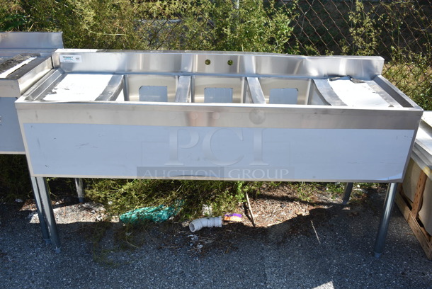 BRAND NEW SCRATCH AND DENT! Regency 600B31014213 Stainless Steel 3 Bowl Underbar Sink with Two Drainboards. Bays 10x14x9.5. Drain Boards 11x15 - Image 2 of 7