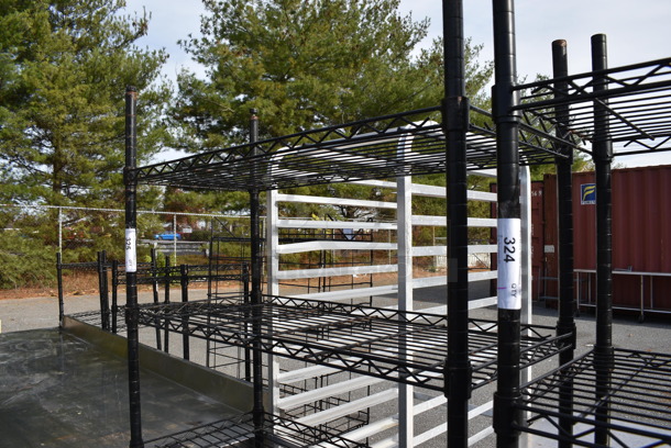 Black Finish 5 Tier Wire Shelving Unit. BUYER MUST DISMANTLE. PCI CANNOT DISMANTLE FOR SHIPPING. PLEASE CONSIDER FREIGHT CHARGES. 35.5x16x72 - Image 2 of 4