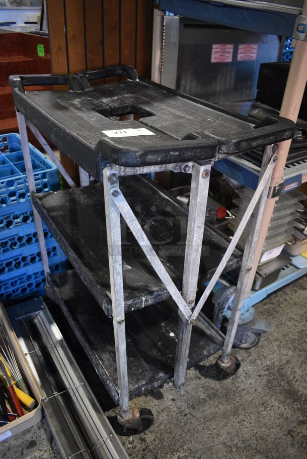 Black Poly and Metal Cart w/ Push Handle on Commercial Casters. 29.5x16x36 - Image 2 of 4