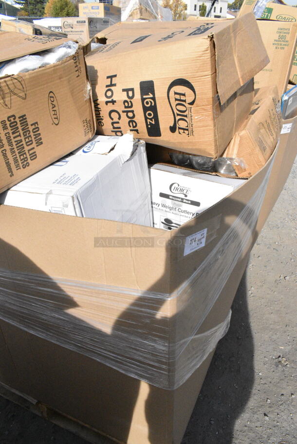 16 BRAND NEW Boxes Including Dart 50HT1 5" x 5" x 3" White Foam Hinged Lid Container - 500/Case, Choice Heavy Weight Cutlery Sets. 16 Times Your Bid!  - Image 3 of 4
