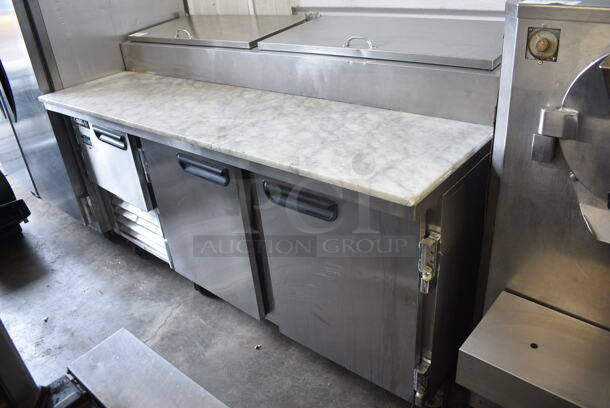 Leader ESPT72SC Stainless Steel Commercial Pizza Prep Table w/ Oversized Stone Cutting Board on Commercial Casters. 115 Volts, 1 Phase. Tested and Working! - Image 1 of 10