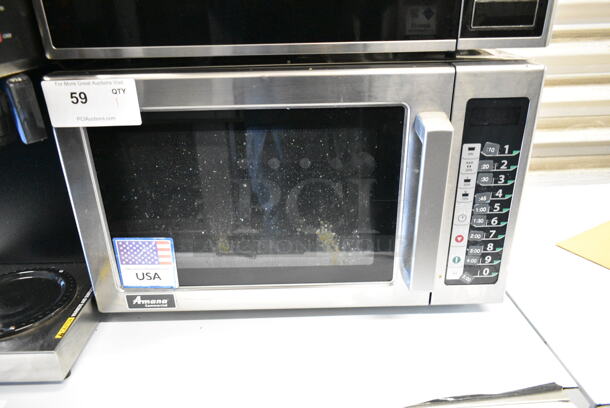 2021 Amana RCS10TS Stainless Steel Commercial Countertop Microwave Oven. 120 Volts, 1 Phase.  - Image 1 of 5
