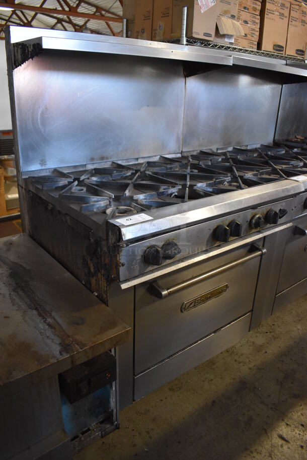 Southbend Stainless Steel Commercial Natural Gas Powered 6 Burner Range w/ Oven, Over Shelf and Back Splash. 36.5x34x59 - Image 3 of 5