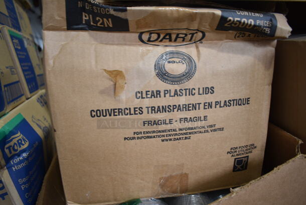 PALLET LOT of 30 BRAND NEW Boxes Including 3 Box Rubbermaid Q851-20 Dust Mops, Honey Mustard, PL2N Dart Clear Plastic Lids, Solo Plastic Cups, 42BR Cups, Solo P325N 3.25 oz. Translucent Polystyrene Souffle Cup / Portion Cup - 2500/Case. 30 Times Your Bid!  - Image 7 of 12