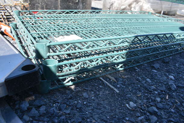 ALL ONE MONEY! Lot of 3 Green Finish Wire Shelves. 48x24x1.5 - Image 2 of 3