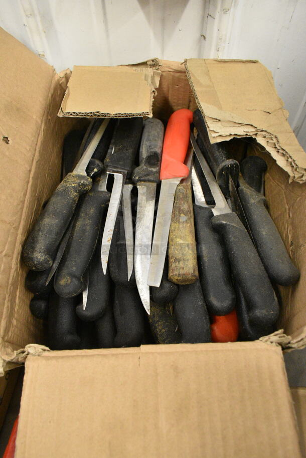 75 SHARPENED Stainless Steel Knives Including Paring Knives. 75 Times Your Bid!  - Image 1 of 1