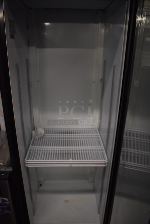 BRAND NEW SCRATCH AND DENT! KoolMore MDR-1GD-13C Metal Commercial Single Door Reach In Cooler Merchandiser w/ Poly Coated Racks. 115 Volts, 1 Phase. 23x24x78. Tested and Working! - Image 4 of 5