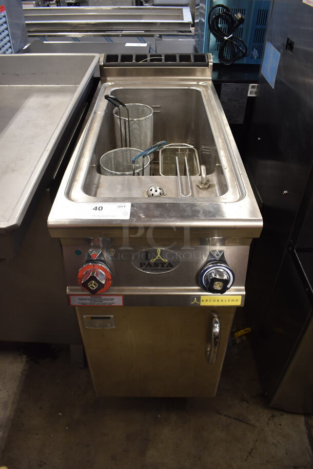 Arcobaleno APCE35 Commercial Stainless Steel Electric Pasta Cooker With 3 Stainless Steel Strainer Baskets on Galvanized Legs. 208V, 3 Phase. - Image 1 of 6