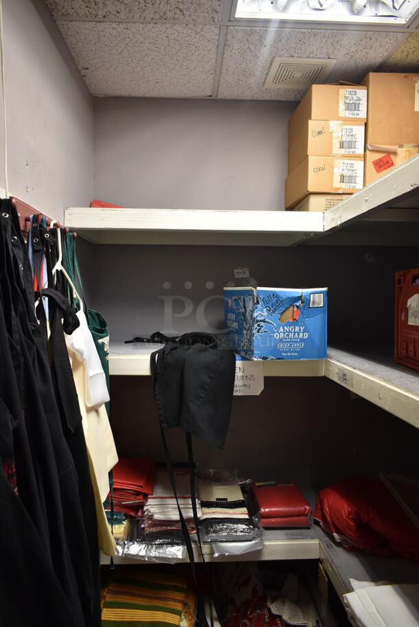 ALL ONE MONEY! ROOM LOT of Various items Including Linens and Aprons. BUYER MUST REMOVE. (dish room) - Image 3 of 5