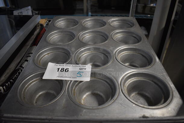 5 Metal 12 Cup Muffin Baking Pans. 13x18x2. 5 Times Your Bid! - Image 3 of 3