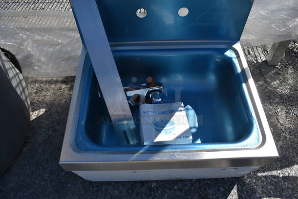Advance Tabco Stainless Steel Wall Mount Single Bay Sink w/ Back Splash and Handles. 17.5x15.5x29 - Image 3 of 5
