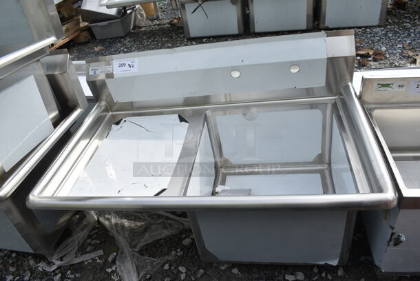 BRAND NEW SCRATCH AND DENT! Steelton 522CS11818L 38 3/4" 18-Gauge Stainless Steel One Compartment Commercial Sink with Left Drainboard - 18" x 18" x 12" Bowl. No Legs. - Image 2 of 6