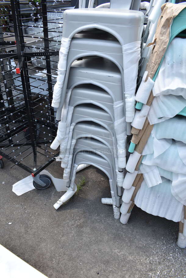 8 BRAND NEW SCRATCH AND DENT! Lancaster Table & Seating 164CMCAFESIL Alloy Series Nickel Gray Outdoor Cafe Chair. 8 Times Your Bid! - Image 4 of 5