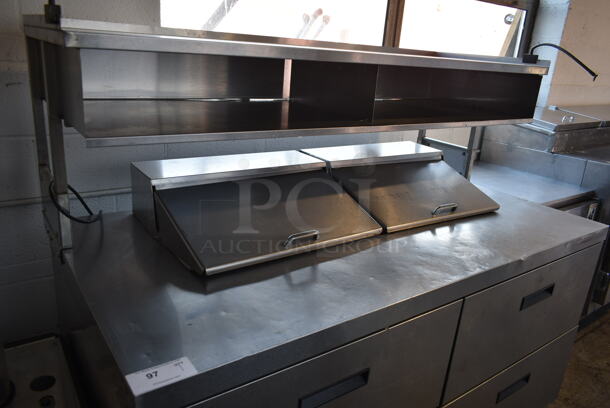 Delfield Stainless Steel Commercial Sandwich Salad Prep Table Bain Marie Mega Top w/ 4 Drawers and Over Shelf. 115 Volts, 1 Phase. Tested and Working! - Image 2 of 9