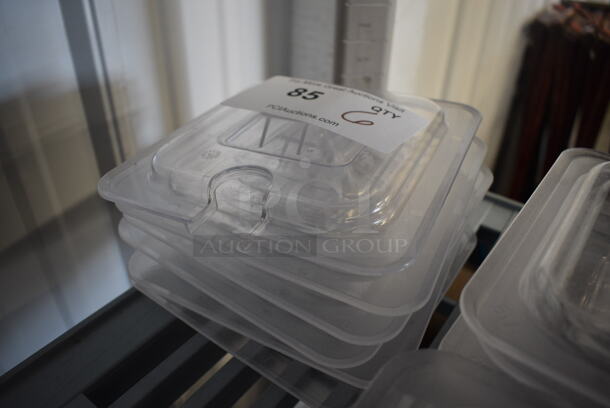 ALL ONE MONEY! Lot of 6 Winco Clear Poly 1/6 Size Drop In Bin Lids! One Is Notched - Image 3 of 3