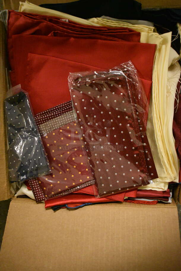 ALL ONE MONEY! Box Lot of Pocket Squares and Ties. Brands Include DeSantis Collection and Charles Tyrwhitt 