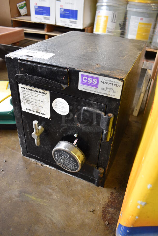 Corporate Safe Specialists Black Metal Single Compartment Safe. Does Not Come w/ Combination. 13x18x15 - Image 3 of 5
