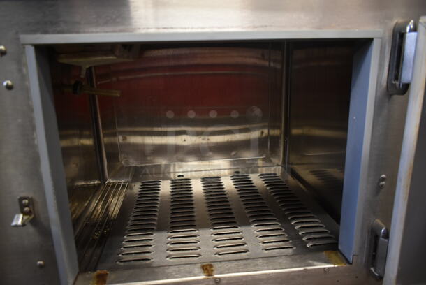 FMI H07048 Stainless Steel Commercial Single Door Work Top Cooler w/ Over Shelf and Back Splash on Commercial Casters. 115 Volts, 1 Phase. Tested and Powers On But Does Not Get Cold - Image 6 of 7