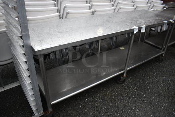 Stainless Steel Table w/ Stainless Steel Under Shelf on Commercial Casters. 96x30x35.5